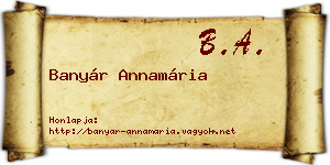 Banyár Annamária névjegykártya